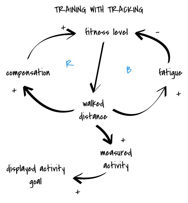 training causal loop diagram, tracker
